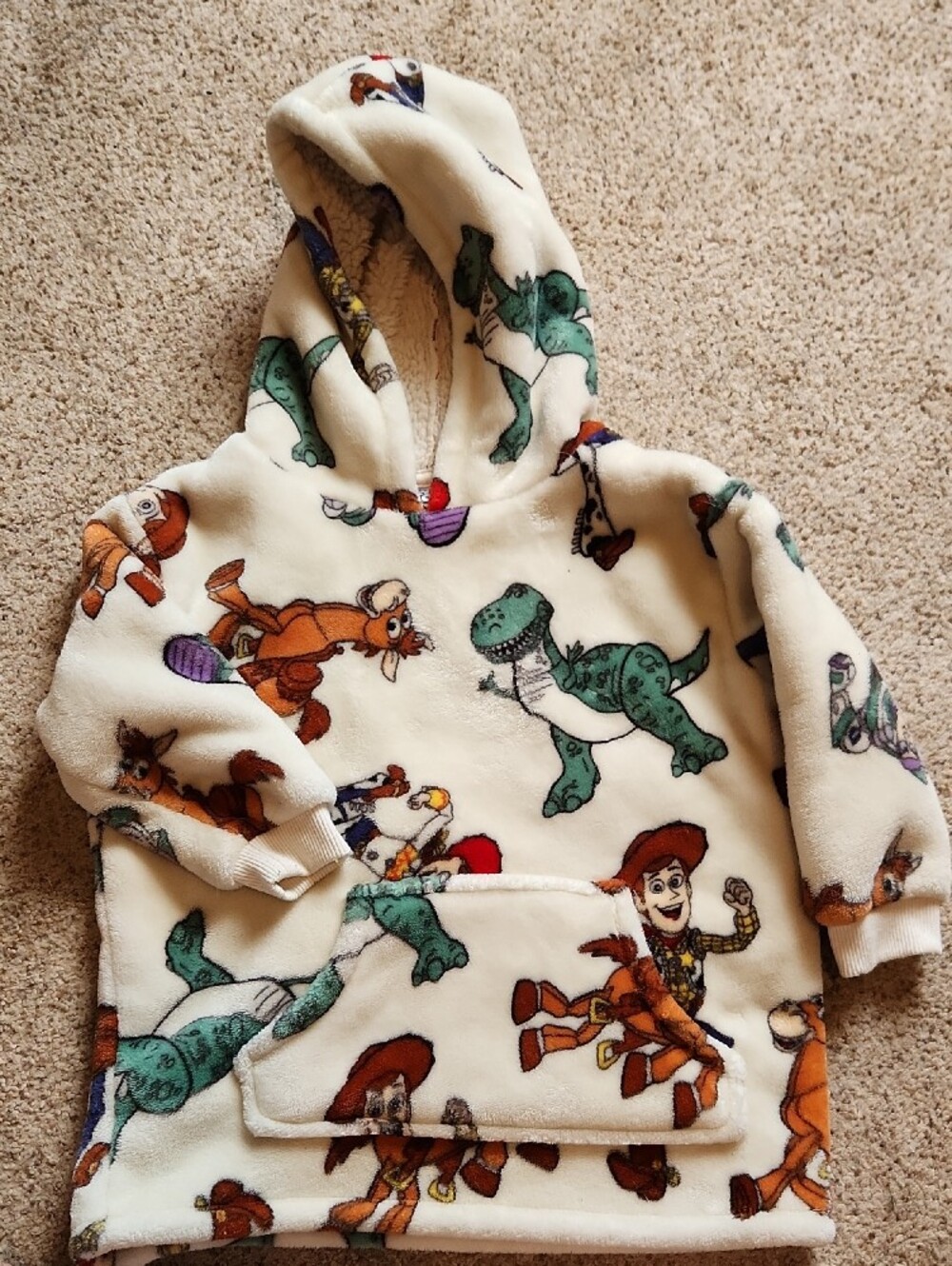 Toy Story Plush Hoodie- Cream and Multicolor Hoodie Sz 4T